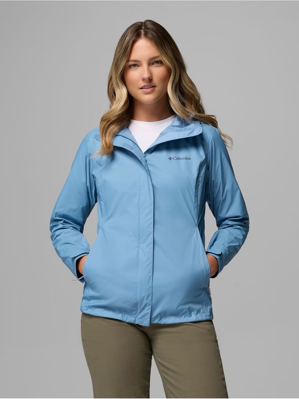 Columbia Women's Sky Blue Hooded Waterproof Jacket